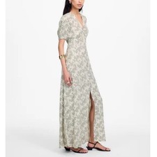 NWT Madewell Puff-Sleeve V-Neck Midi Dress in Floral Size 0