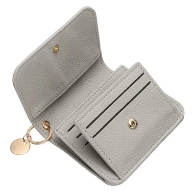 Leder Geldbörse Münztasche Kreditkartenhalter Organizer Grau - Bild 1 von 4