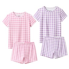 Viscose Pajamas, Baby Boys Girls Summer Snug-Fit Sleepwear Daily, Pink Purple...