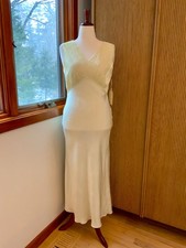 1940s bridal Nightgown - Satin - Embroidered Tulle - M/L