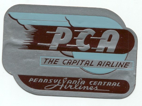 Pennsylvania Central Airlines PCA The Capital Airline Old Luggage Baggage Decal