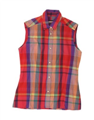 Invicta Damen ärmelloses Hemd UK 12 Medium bunt kariert Baumwolle NG06