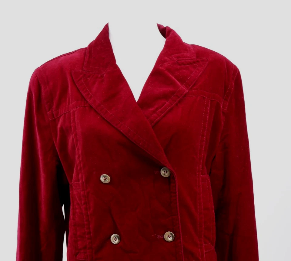Emanuel Ungaro Liberte 夹克女式 12 红色天鹅绒双排扣安静豪华 — 第 2/4 张图片