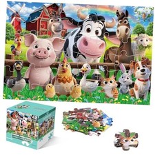 Jumbo Floor Puzzle for Kids,48 Pieces Farm Animals Puzzles for Toddlers Poultry