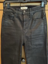 Madewell Jeans Women Size 26 Faux Leather Sheen High-Rise 11" Black Stovepipe