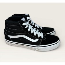 Vans Hi Top Black White Youth Kids Sneakers Shoes Size 4Y