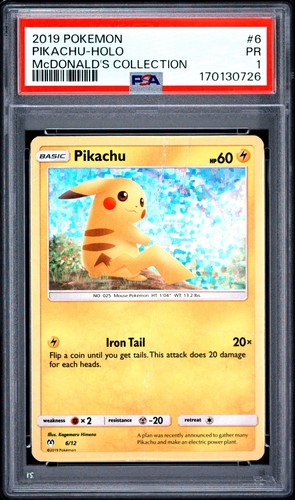 2019 POKEMON MCDONALD'S COLLECTION #006 PIKACHU PSA 1  POP 4