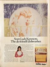 1974 Sears Lady Kenmore Dishwasher PRINT AD Do-It-Itself Freedom Maker VTG 1970s