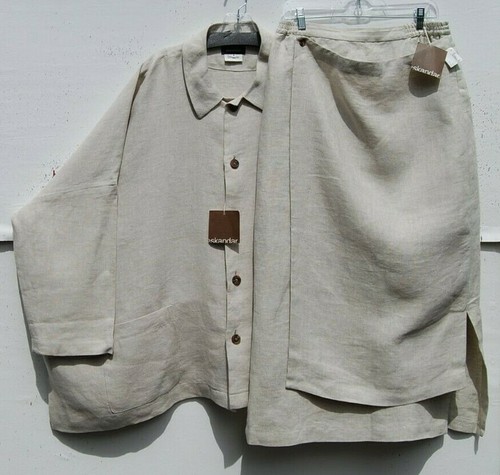 NWT Eskandar Size (2) NATURAL Mid Weight Linen Hemp 34" Long Jacket - Picture 3 of 5