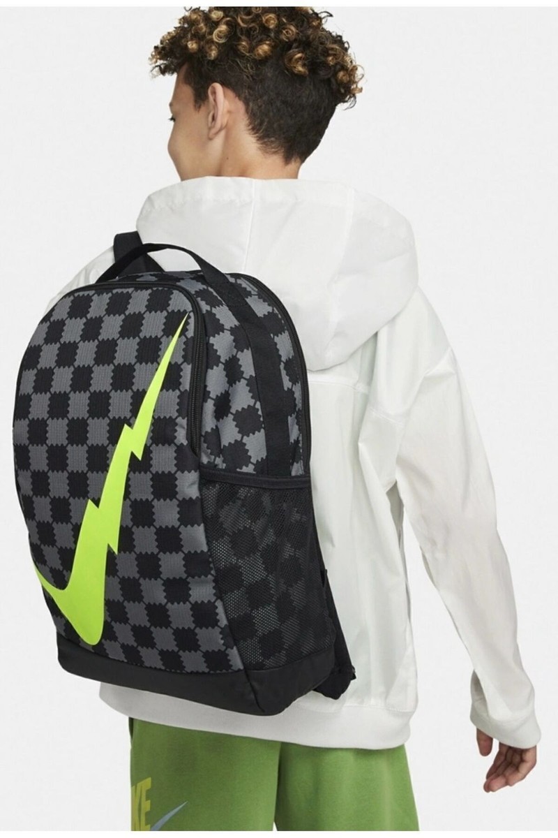 Nike Brasilia Kids' Backpack Bag NEW (18L) School Black/Black/Volt