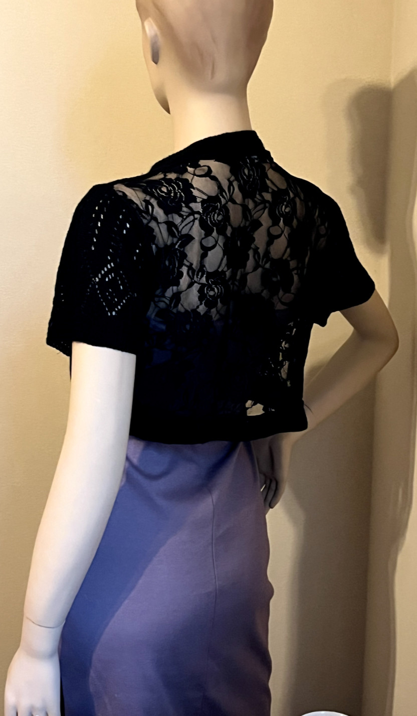 Sweater Project Black Rose Back Mesh Short Sleeve… - image 7