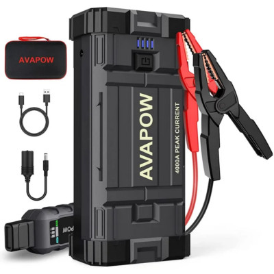  Brand New!  AVAPOW A58 Car Jump Starter 4000A Peak 27800mAh Power Pack BLACK 