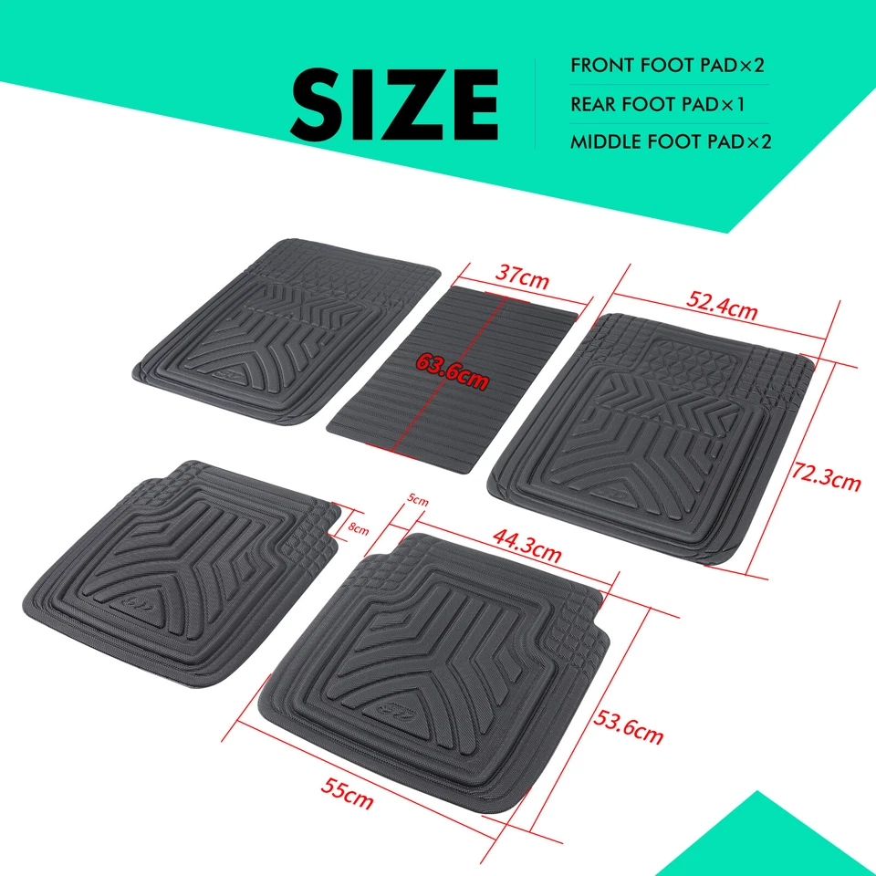 5PCS Front Rear Black Car Floor Mats Carpet Waterproof For Acura ILX MDX NSX RDX - Image 3 of 4