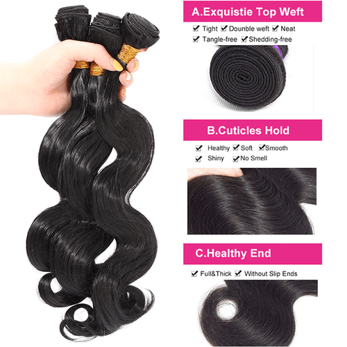 Brazilian Body Wave 100% Soft Hair Piece 3 Bundles 300g As Human Hair Extensions - Picture 15 of 27