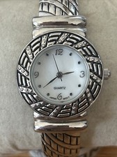 Silver Tone Women s Quartz Cuff Watch