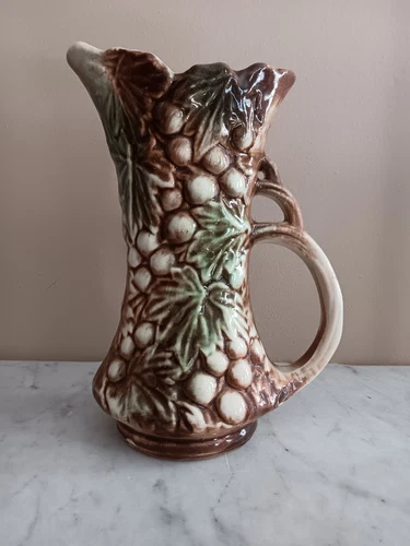 McCoy Grapes & Leaves Art Pottery 9 1/2" Pitcher/Vase