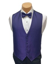 Men's Jean Yves Purple Tuxedo Vest  Tie Bow or Long Wedding Groom Prom