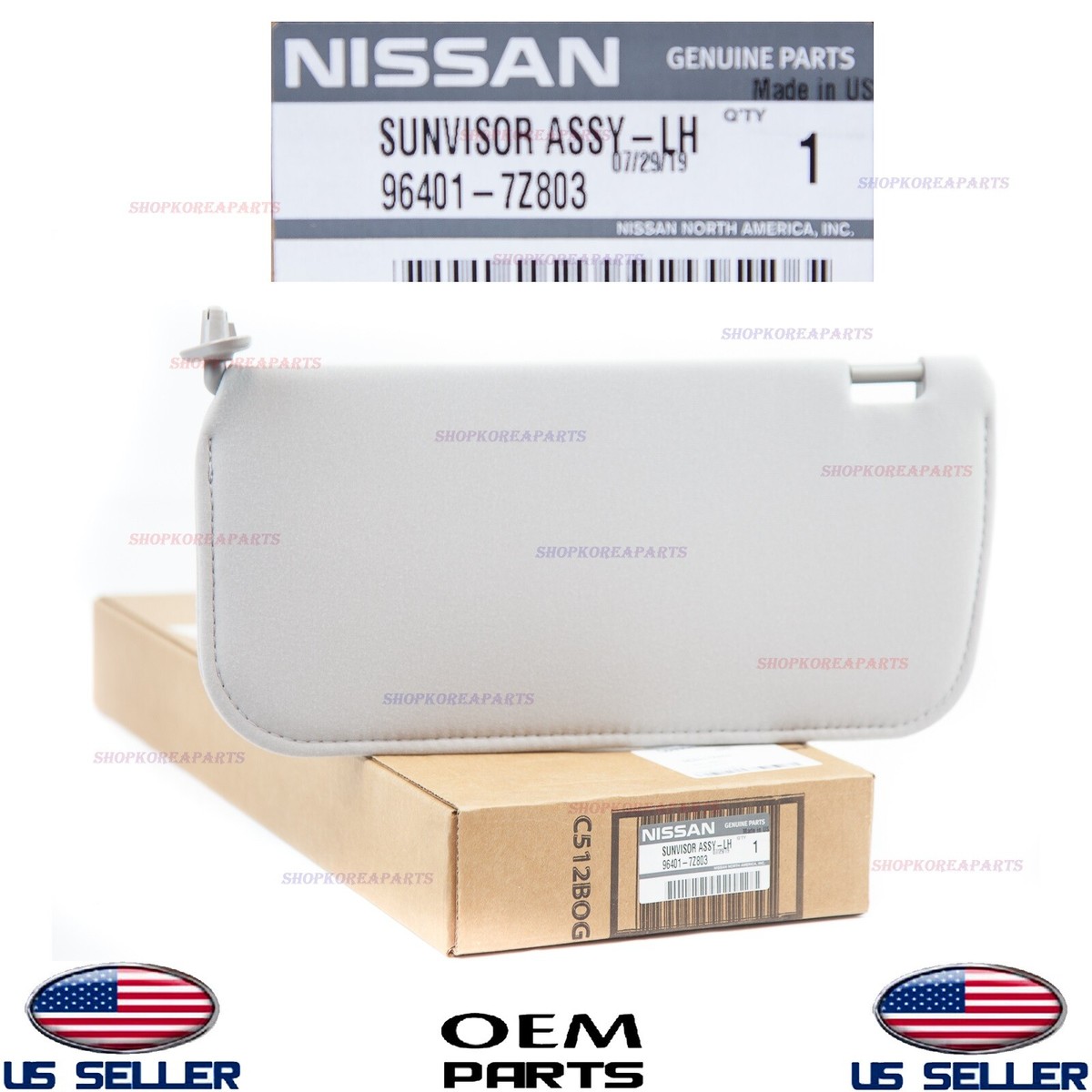 Viera オーダー品 Genuine Sun Visor Gray Cloth Left Driver Side OEM Nissan Frontier