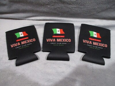 Lot of 3 Viva Mexico Crest Club 2024 Cancun Bottle/Can Coozies Koozies Flag