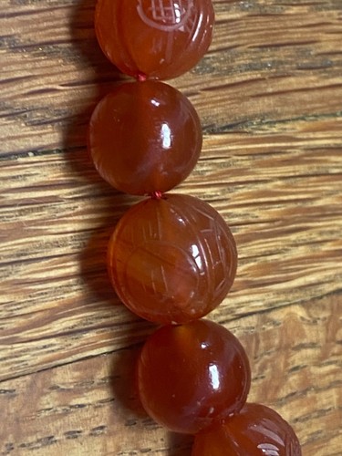 Vintage Chinese Agate Carnelian Bead Necklace - Picture 2 of 4