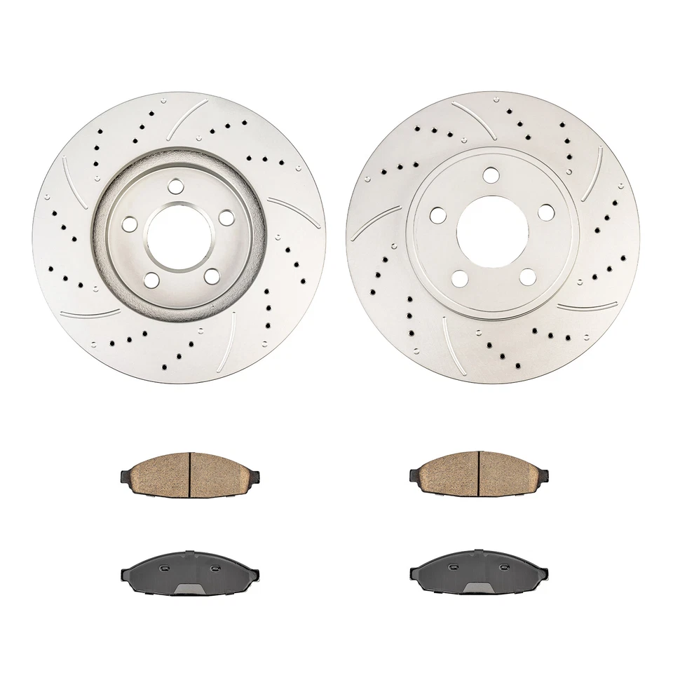 Front Drilled Brake Rotor Ceramic Pad For Ford Crown Victoria 2003 2004 05-2011 - Image 3 of 4