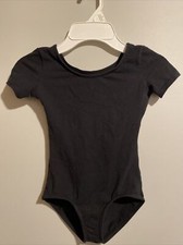 Girls Theatricals Black Short Sleeve Leotard Size IC Intermediate Child EUC