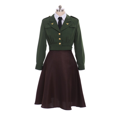 Peggy Carter Cosplay Costume Army Green Agent Carter Margaret Military  Uniform | eBay
