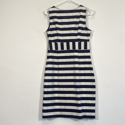 Ann Taylor Dress Small Blue White Striped Dress Sleeveless Sheath Party |  eBay