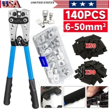 140PCS Copper Lugs Ring Terminals Bare Battery Welding Crimp Wire Connectors Kit