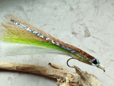 Gilchrist Fliegen. 3 x Epoxy Sand Eel ( Sandaal).  Hakengröße 6. Meerforellen