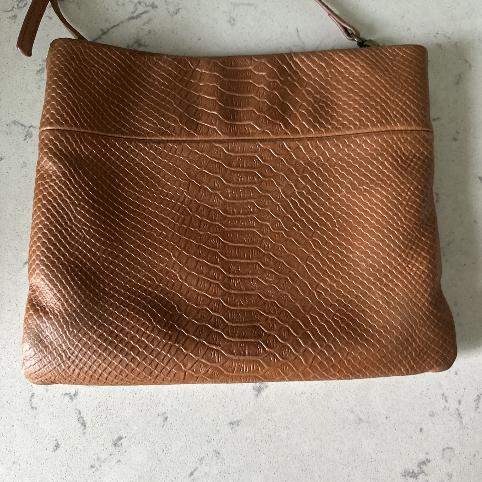 THE SAK  Python Embossed Leather Tan Crossbody Ha… - image 3