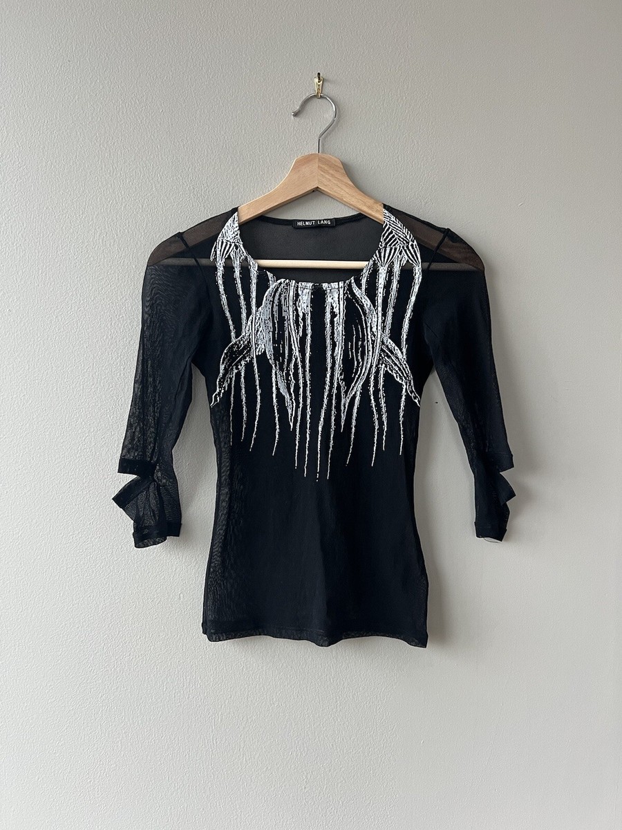トップス 00s HELMUT LANG Elbow Cutting High-neck HELMUT LANG 1997 ELBOW CUT OUT LONG SLEEVE TEE SIZE | Depop