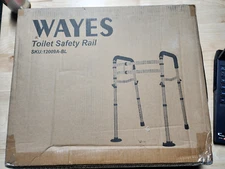 WAYES Toilet Safety Rail with Adjustable Width & Height 12009A-BL