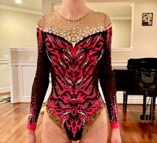 Stunning CORAL rhythmic gymnastics leotard worn once 