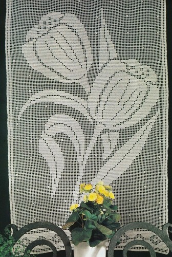 SPRINGTIME Jumbo Tulips Curtain/Doily/Crochet Pattern INSTRUCTIONS ONLY