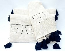 Cotton Throw Blanket "Tanda" 100% Raw Unprocessed with Embriodery Home Decor