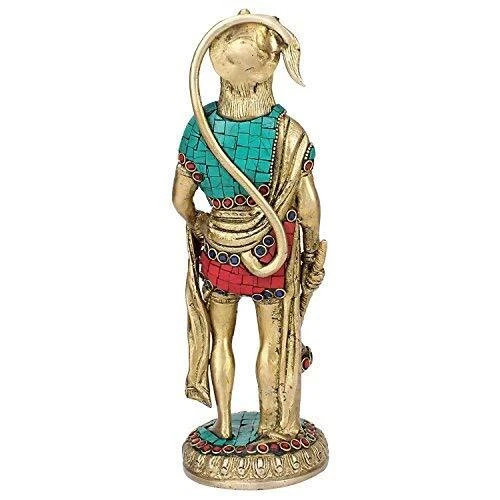 Brass Lord Hanuman Bajrangbali Sankat Mochan Idol Murti for Home 10"H - Picture 5 of 5