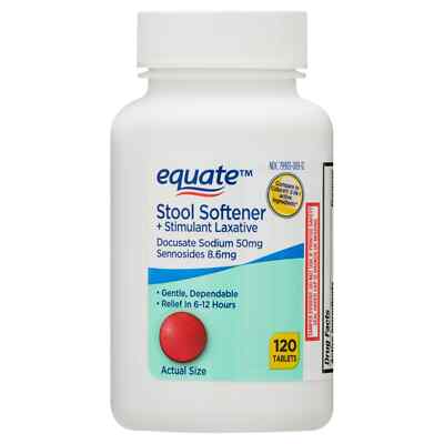 Equate Stool Softener Plus Stimulant Laxative Tablets for Constipation, 120 Coun