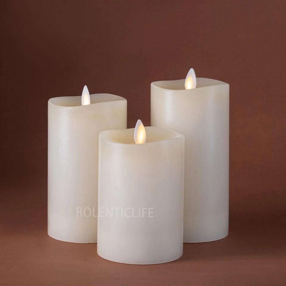 Luminara Flameless Battery Pillar Candles Remote Moving Flame Ivory Wax 3X5.5 - Image 3 of 4