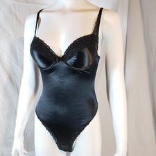 Victoria's Secret 34B Second Skin Satin Thong Panty Bodysuit Hi-Leg L