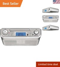 Sleek Silver Under-Counter CD Player with Bluetooth  FM Radio - Easy Mount