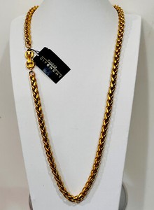 Authentic Signed Givenchy Vintage Matte Gold Plated Chunky Turkish Rope Necklace 30”