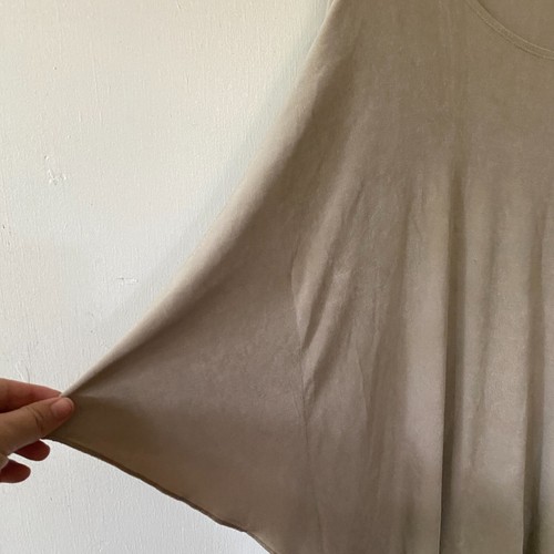Chicos Travelers Blouse Womens Medium Dolman Sleeve Beige Oversized Slinky Knit - Picture 3 of 6