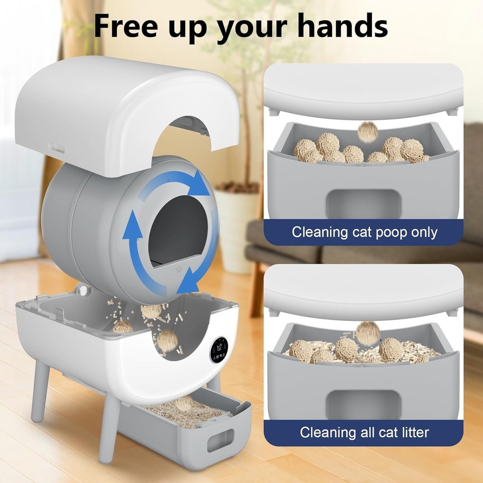 Self Cleaning Litter Box, 95 L Automatic Cat Litter Box Self Cleaning