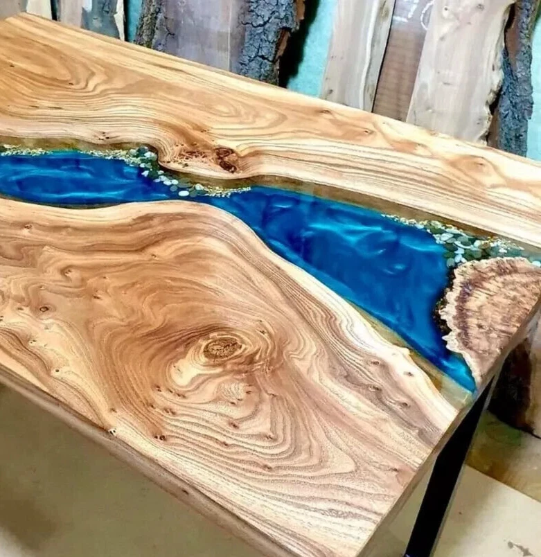 Handmade Epoxy Resin River Coffee Table – Modern Live Edge Wood Table - Image 2 of 4