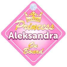 Crown Princess Aleksandra On Board Personalised Baby Girl Car Sign