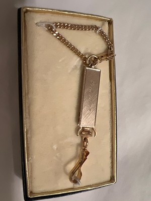 Anson Twin-Lock Ladies Pocket Watch Chain  Jewelry Gold Tone NIB  Grandma 
