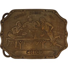 Brass Wells Fargo Chico Banking Western American Frontier Vintage Belt Buckle