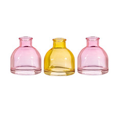 Sass & Belle Mini Glass Bud Vases Set of 3 – Pink & Yellow Decorative for Flower