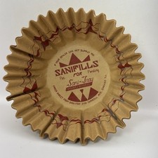 RARE Vtg Red & Tan SANI-TRAY Paper Ashtray Liners Chicago Made in USA Set Of 6